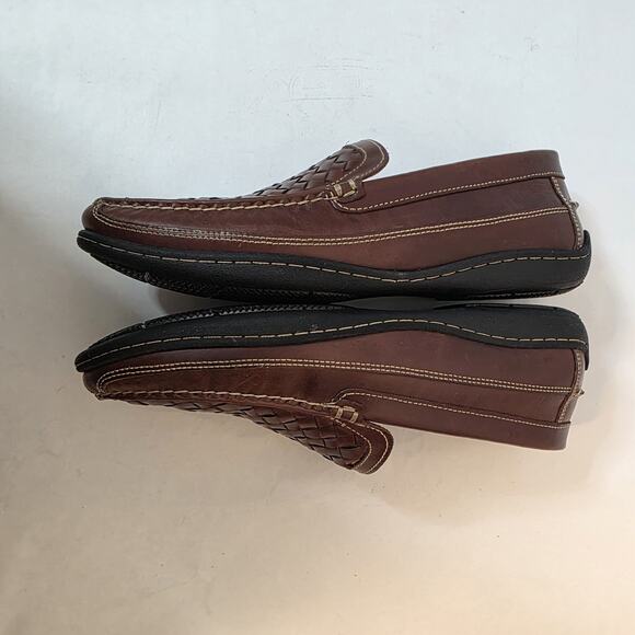 Johnston & Murphy Mens 9 M Brown Woven Leather Loafers Sheepskin Insoles 23-8344 main image 12
